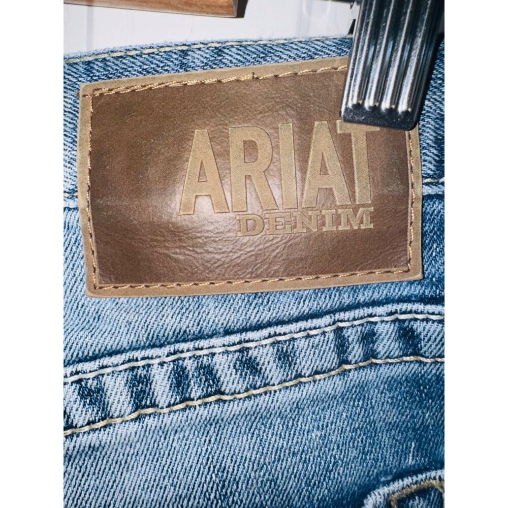 Ariat M4 Low Rise Straight Leg Fit Denim Distressed Jeans 35x36 Western Cowboy - Picture 9 of 11